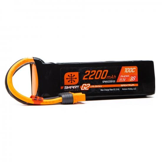 Spektrum SMART G2 LiPo Battery - 11.1V 2200mAh 3S 100C - IC3 3 Spektrum SMART G2 LiPo Battery - 11.1V 2200mAh 3S 100C - IC3