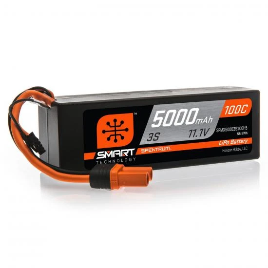 Spektrum 5000mAh 3S 11.1V 100C Smart LiPo Hardcase IC5 3 Spektrum 5000mAh 3S 11.1V 100C Smart LiPo Hardcase IC5